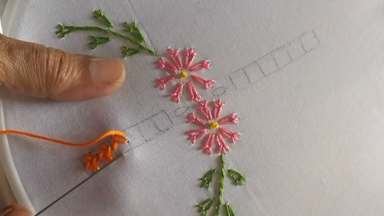 最简单刺绣花教程,刺绣教程简单图案花束