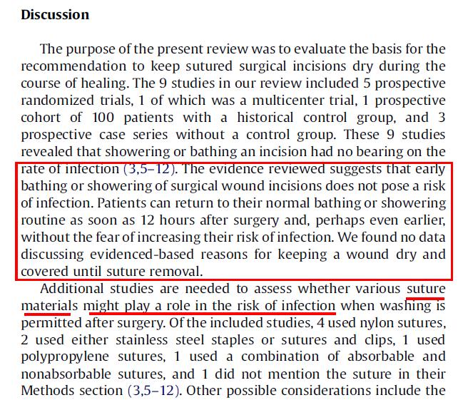 权威研究结果显示：手术后，很可能不等伤口拆线，就可以洗澡了