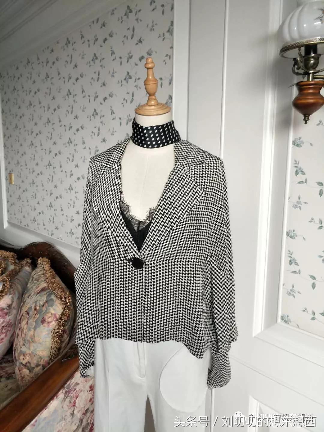 千鸟格套装现实穿搭,时尚千鸟格两件套