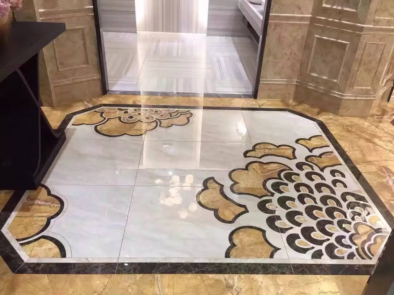 大理石水刀拼花客厅效果图,让人惊艳的水刀拼花图集