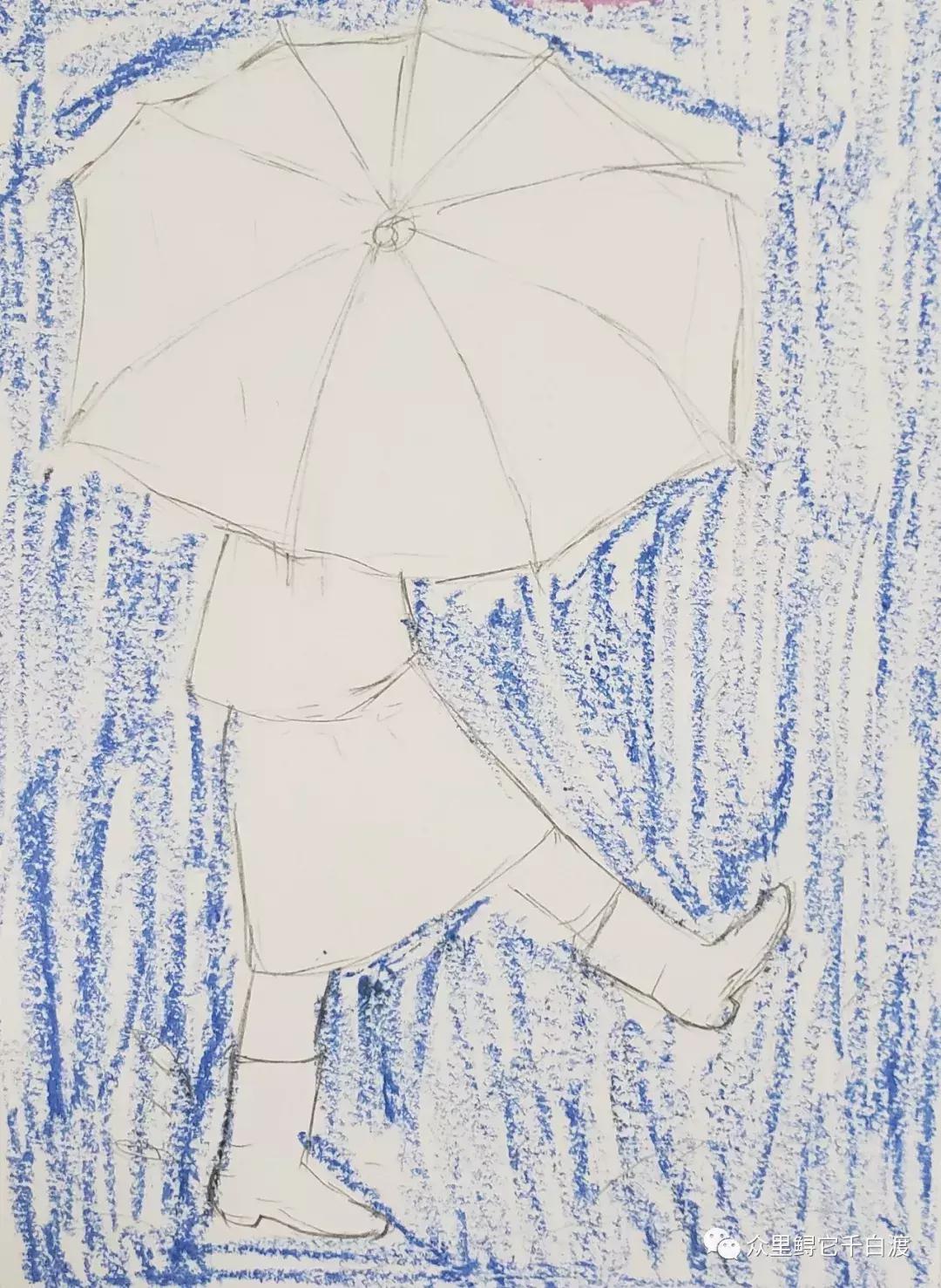 粉色日落油画棒教程,下雨天油画棒教程