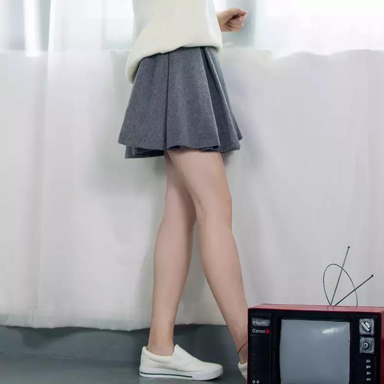灰色毛呢短裙秋冬,秋冬高腰毛呢短裙