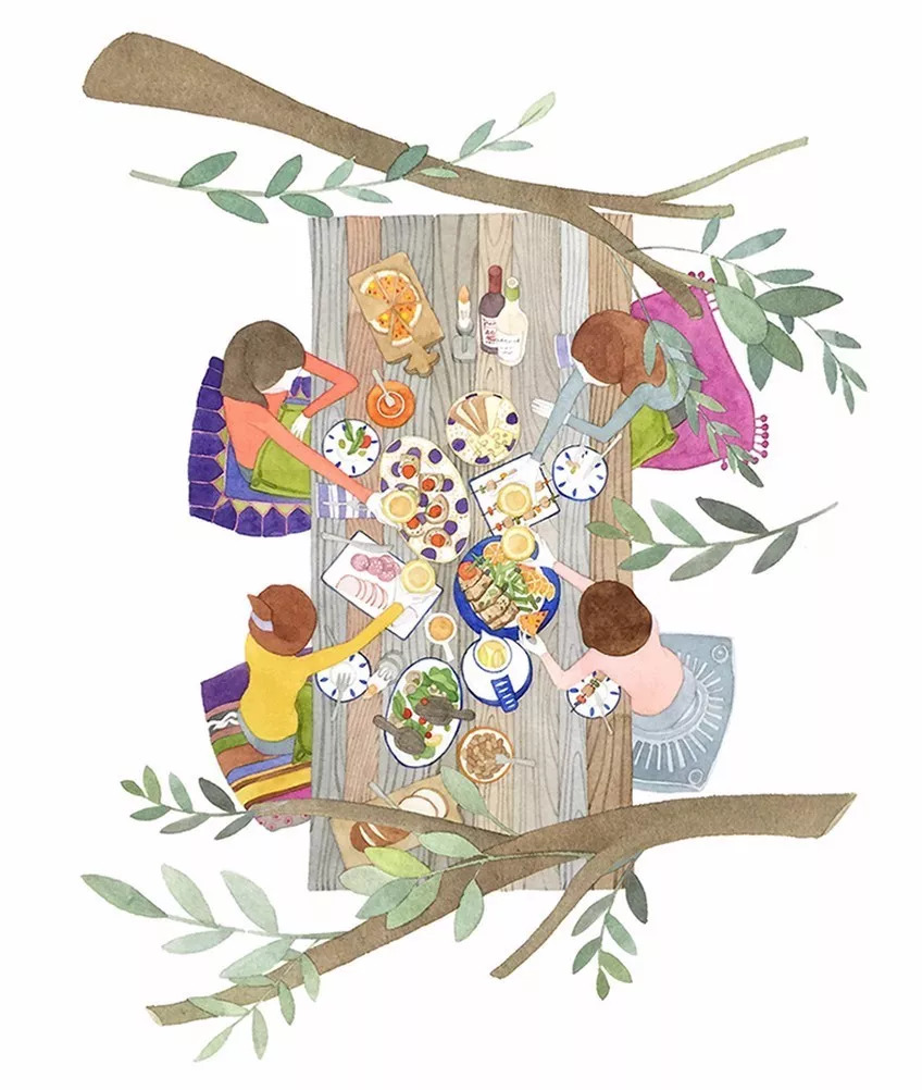 手绘妈妈和女儿的日常生活，温暖而感人