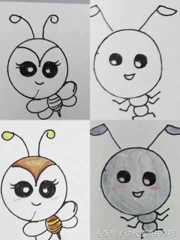 圆形能画出什么图案简笔画,圆形简笔画100个物品