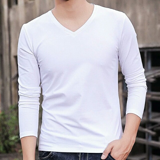 做给暖爸的白色V领长T，附多个男装裁剪图