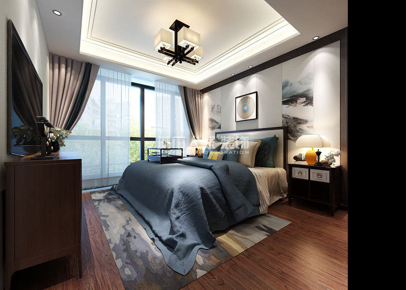 西安赛高悦府201㎡新中式风格装修，在闹市中开辟一处静地！