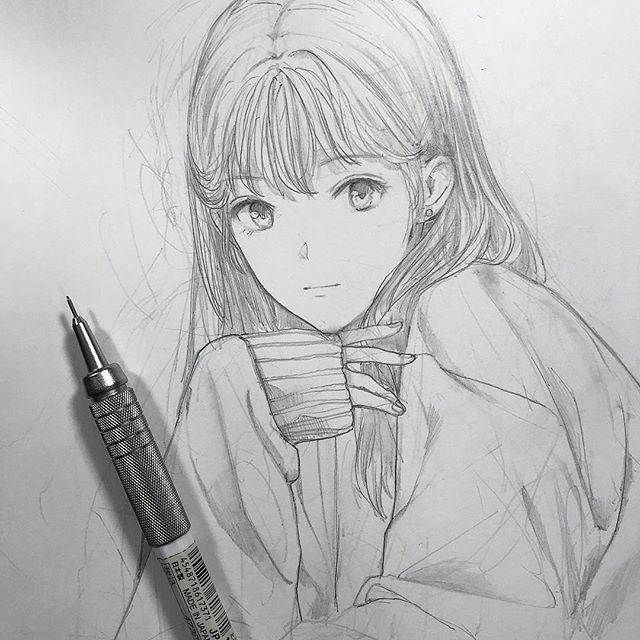 铅笔画动漫人物插画高难度,手绘铅笔画人物动漫古风