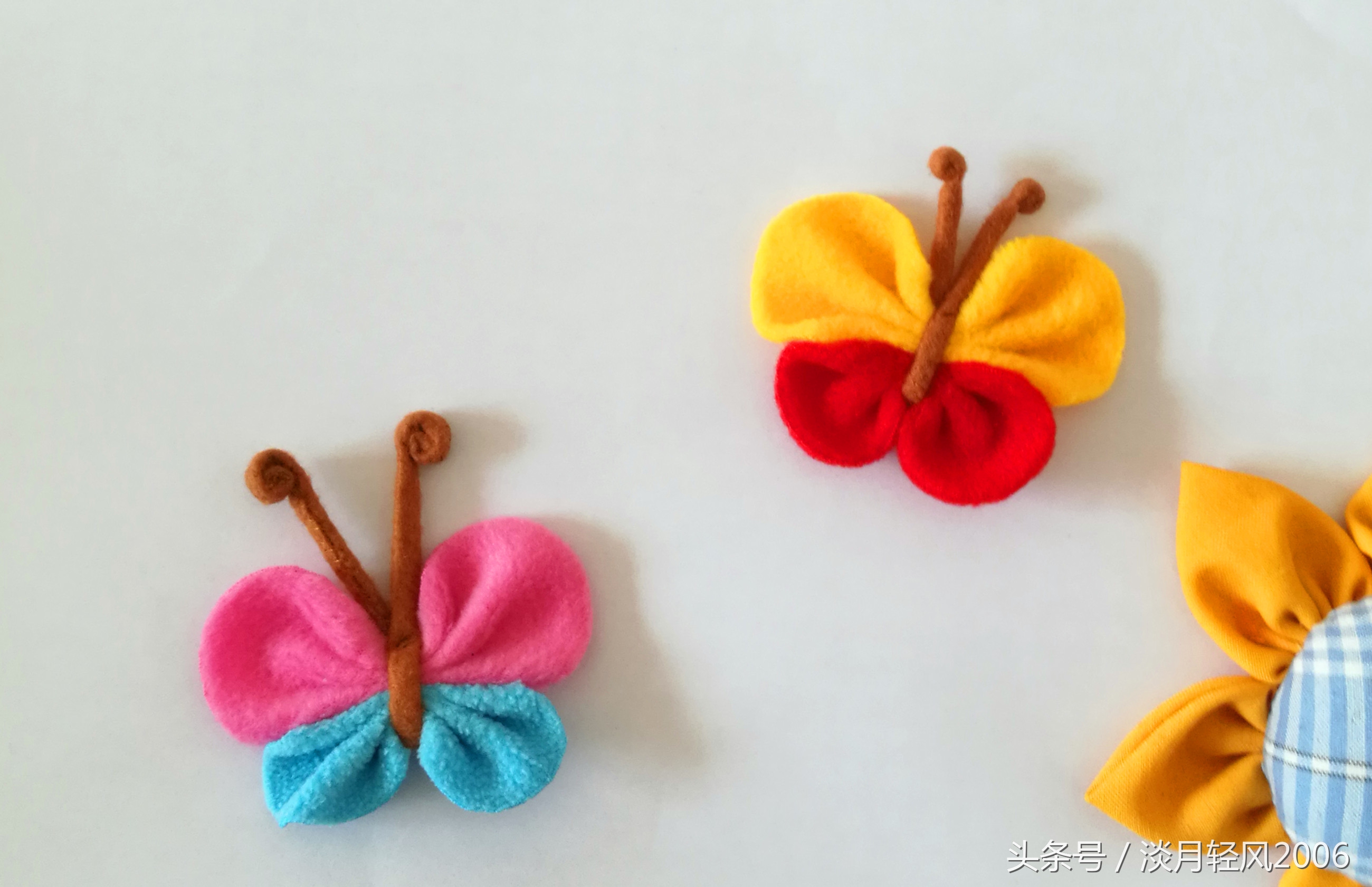 不织布做蝴蝶和甲壳虫,不织布蝴蝶简单手工图片