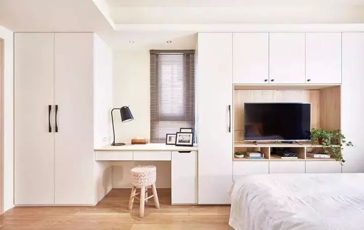 小户型榻榻米书桌衣柜一体轻奢,小户型书桌柜一体