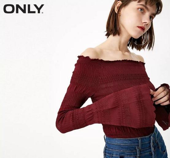 only一字肩上衣网红爆款,only上衣新款