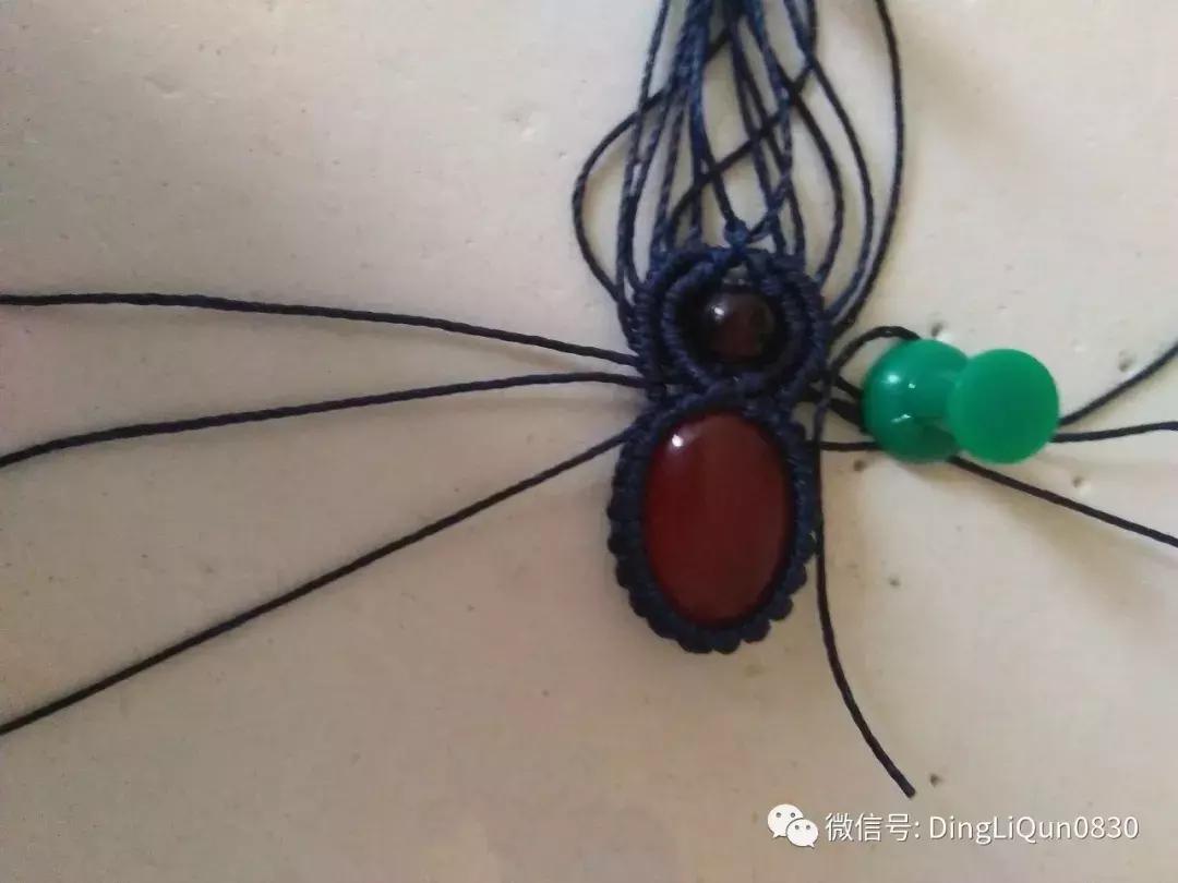 绳编宝石吊坠教程,石头吊坠穿珠子编绳教程