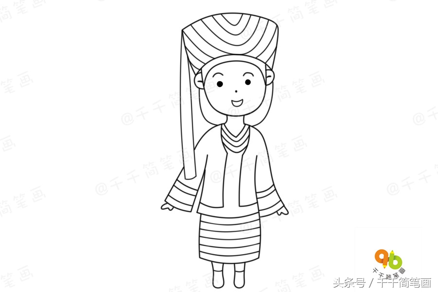 少数民族服饰简笔画超简单,广西少数民族服饰简笔画