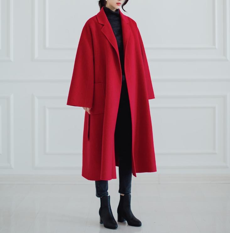秋冬红色羊绒大衣女,红色大衣推荐秋冬