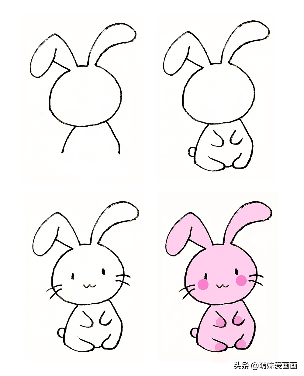 怎么画小兔子简笔画可爱卡通版,可爱的小兔子要怎么画简笔画