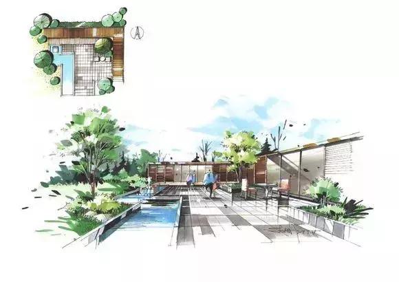 手绘效果图设计详解,干货五幅景观手绘效果图步骤图解