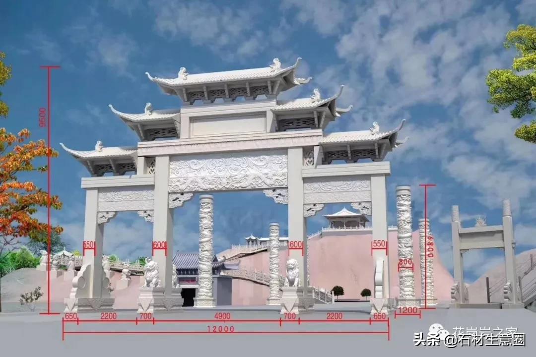 石牌坊石雕图片大全,各样式的石牌坊