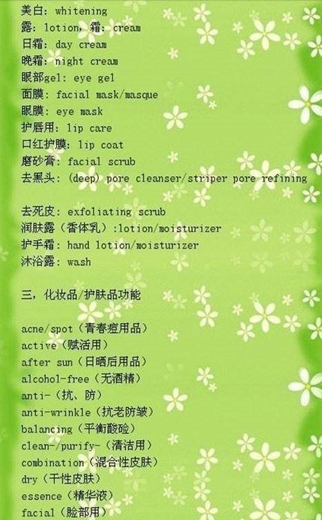 化妆品英语表达,彩妆类的化妆品用英文怎么表达