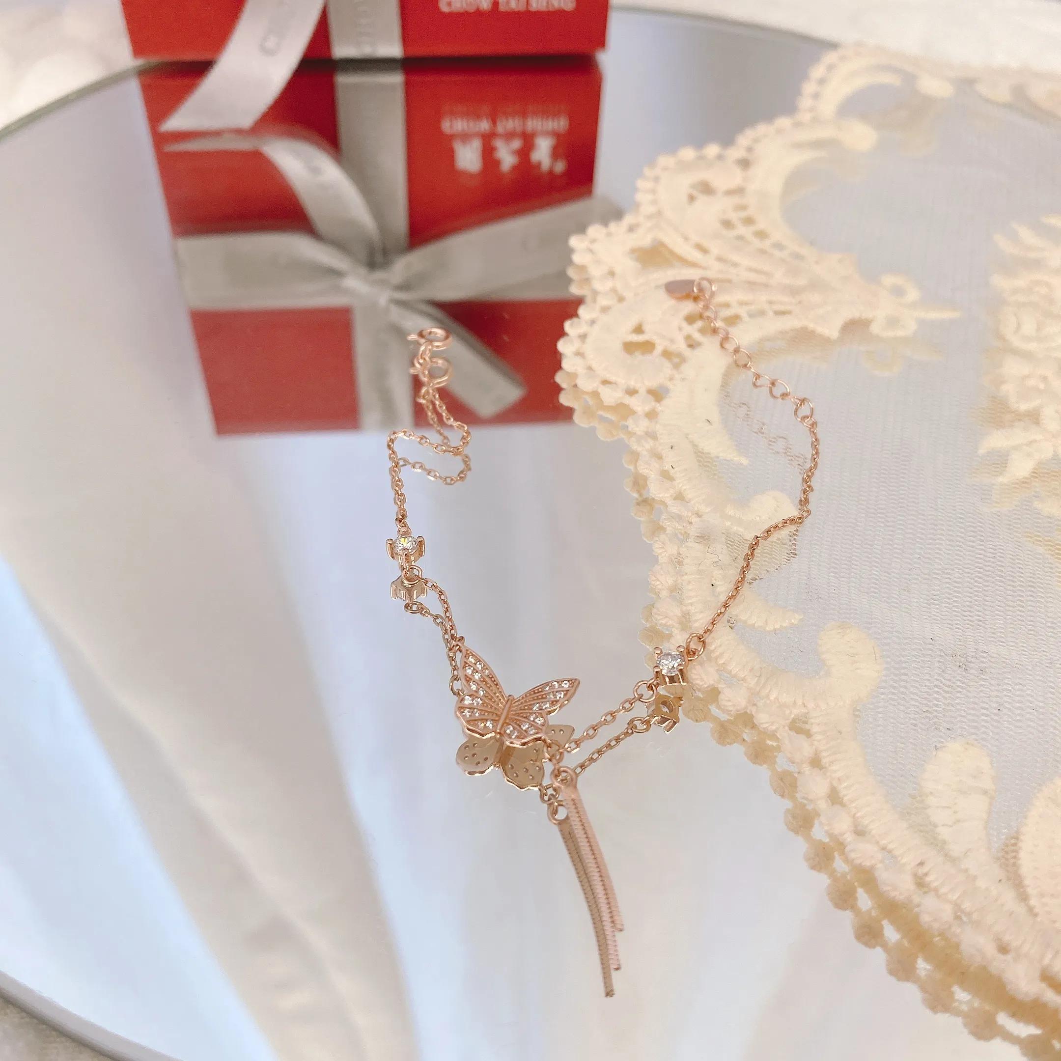 粉白珍珠流苏手链,黄金麦穗流苏手链