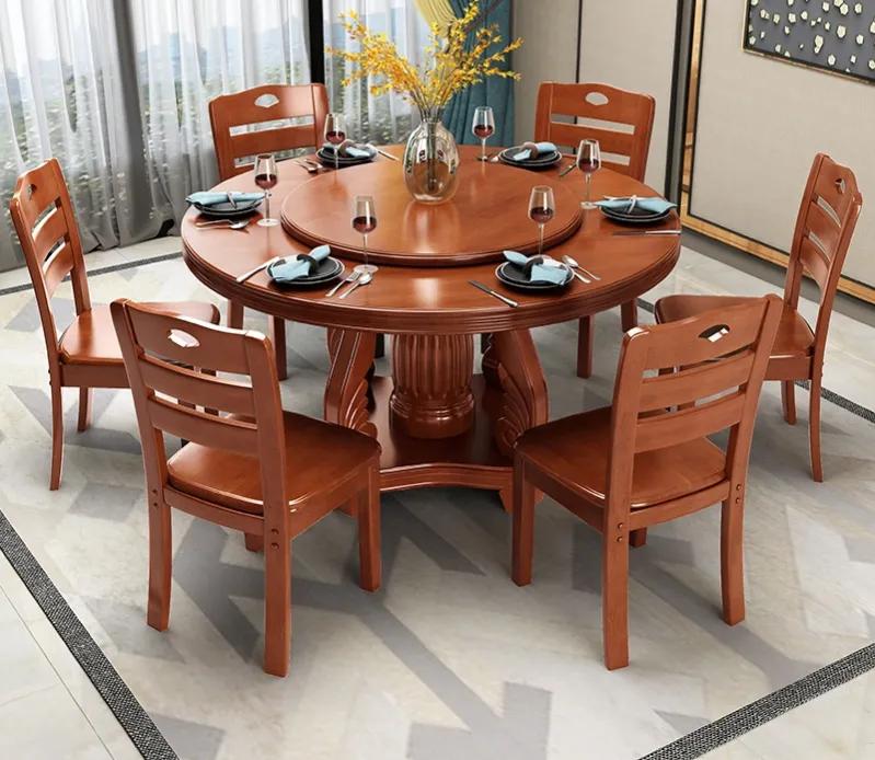 实木新中式圆桌餐桌,餐桌圆桌新中式风格