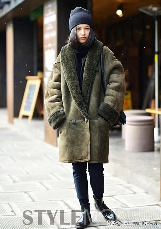 立领复古冬季机车夹克,冬季保暖机车夹克套装时髦搭配