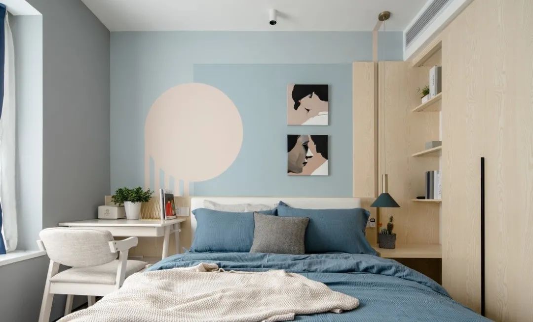 80平客厅书房一体设计,80平三室一厅简约现代装修风格