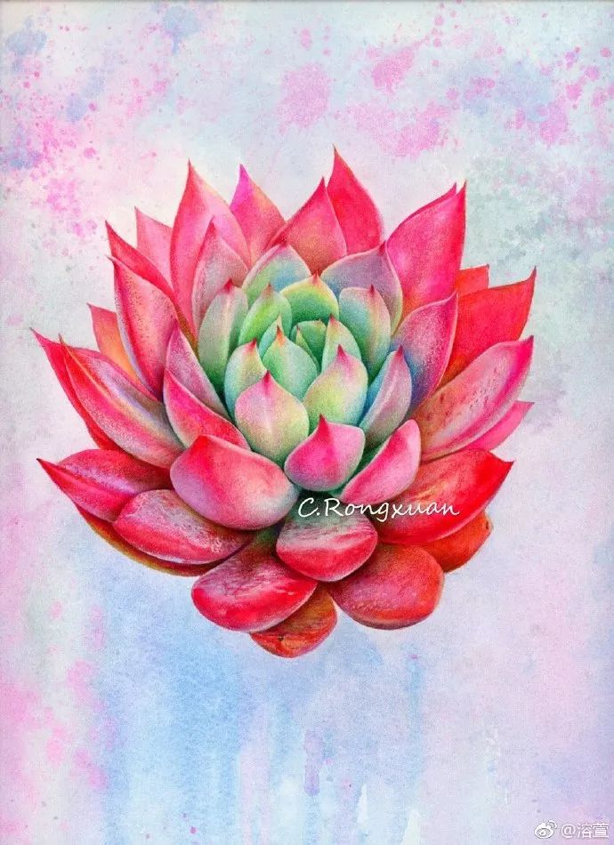 彩铅画美丽的山水画,彩铅画美人蝴蝶