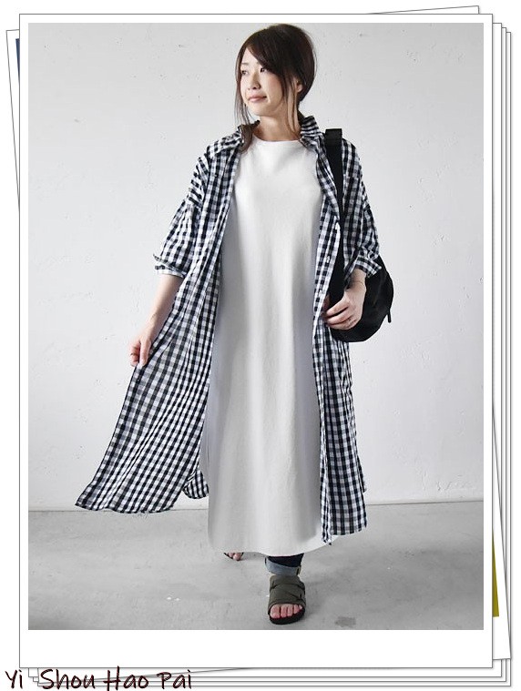 夏季格子衬衫搭配50岁,新款格子衬衫时尚潮流穿搭