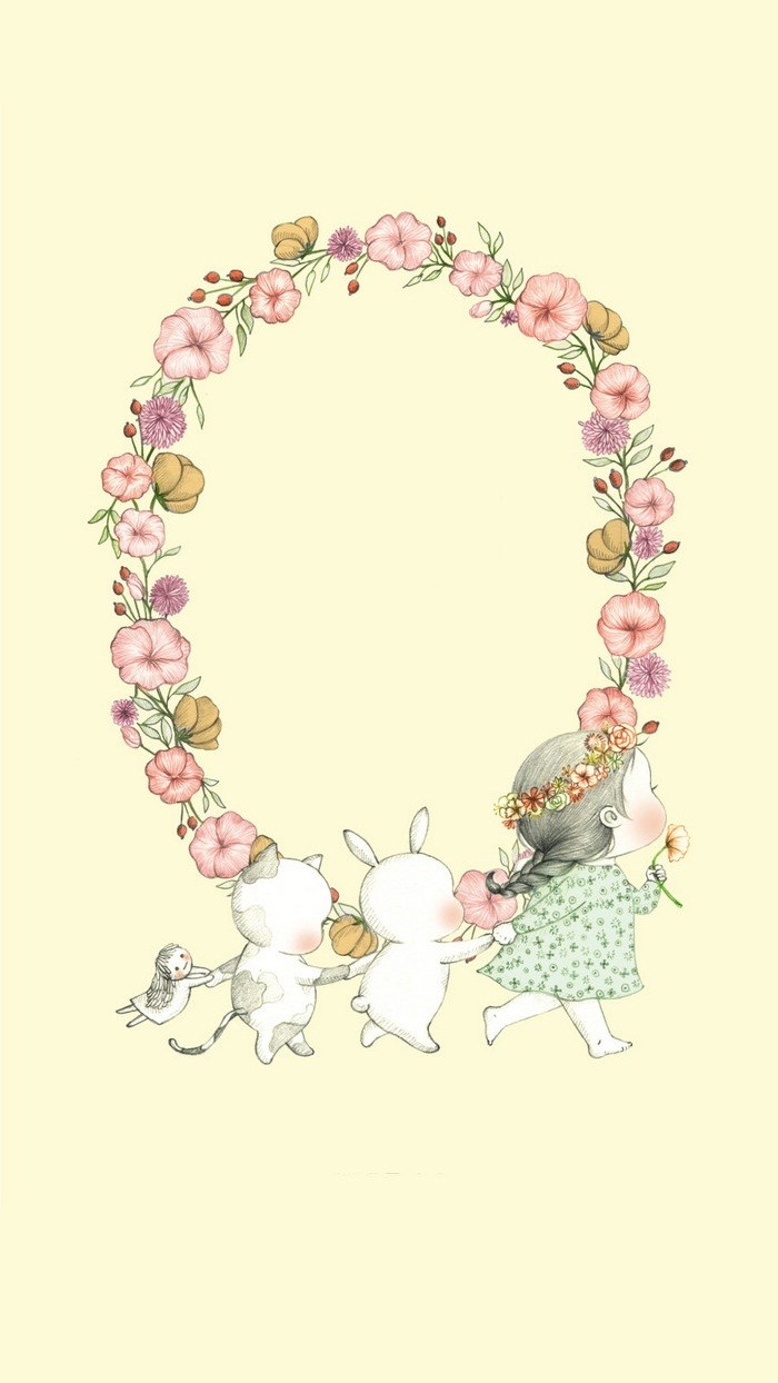 少女与兔子插画,兔子手绘创意插画