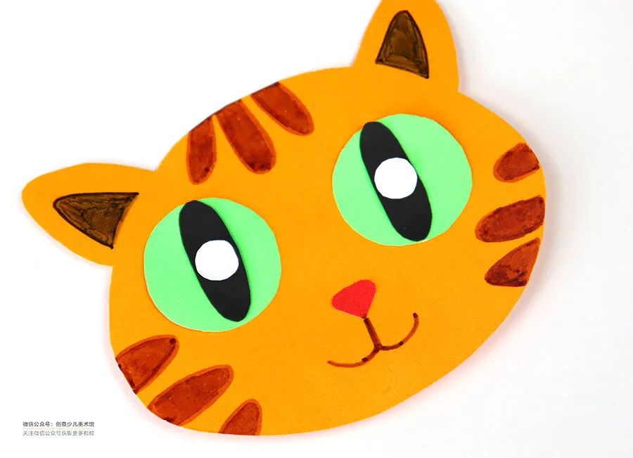 儿童画草丛立体剪纸,小猫在草丛睡觉简笔画