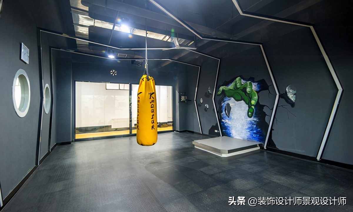 公司健身房设计效果图,书房健身房二合一设计效果图