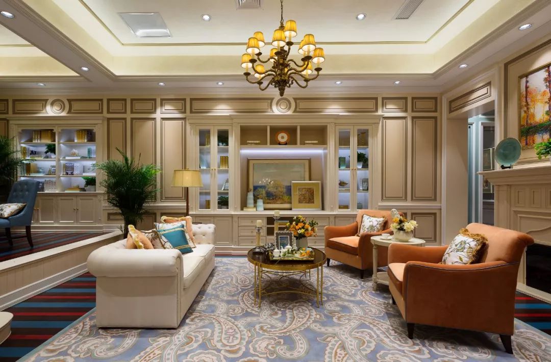 全屋美式轻奢护墙板效果图,美式实木护墙板装修效果图