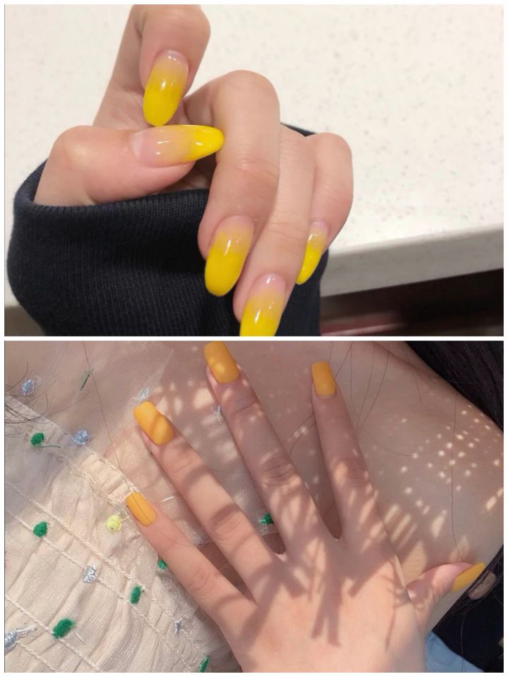 黄色美甲图片简称“黄片”