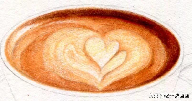 用水溶彩铅画一幅画,画拿铁咖啡彩铅有难度
