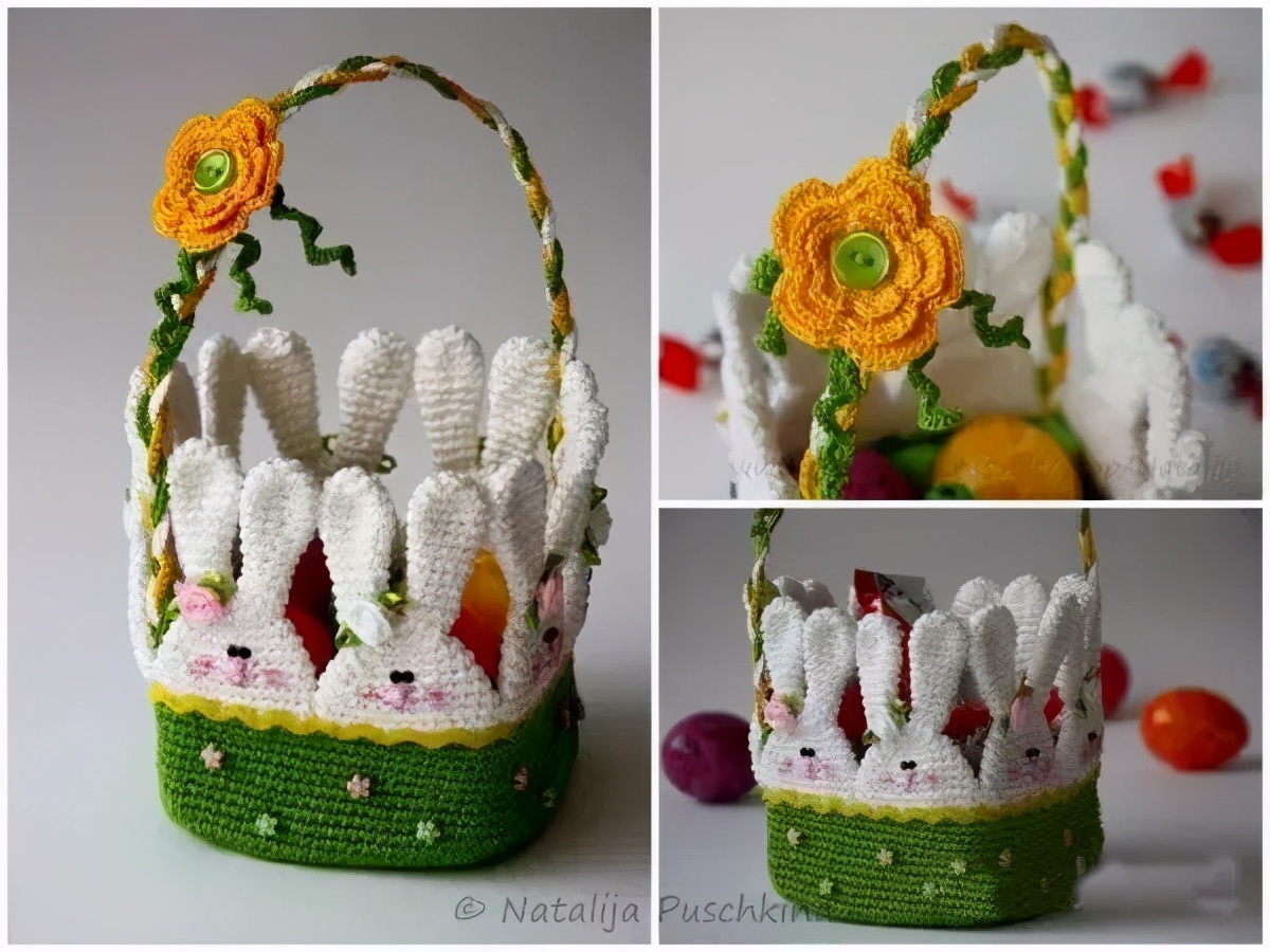 收纳盒子用布条线钩怎么钩视频,用三种毛线钩的收纳物