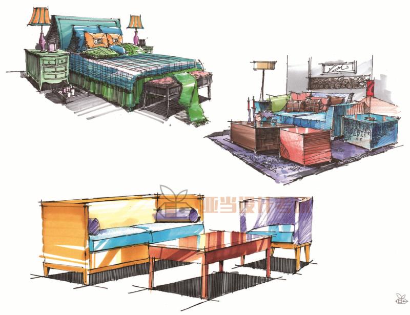 室内手绘单体沙发,沙发椅子手绘画法