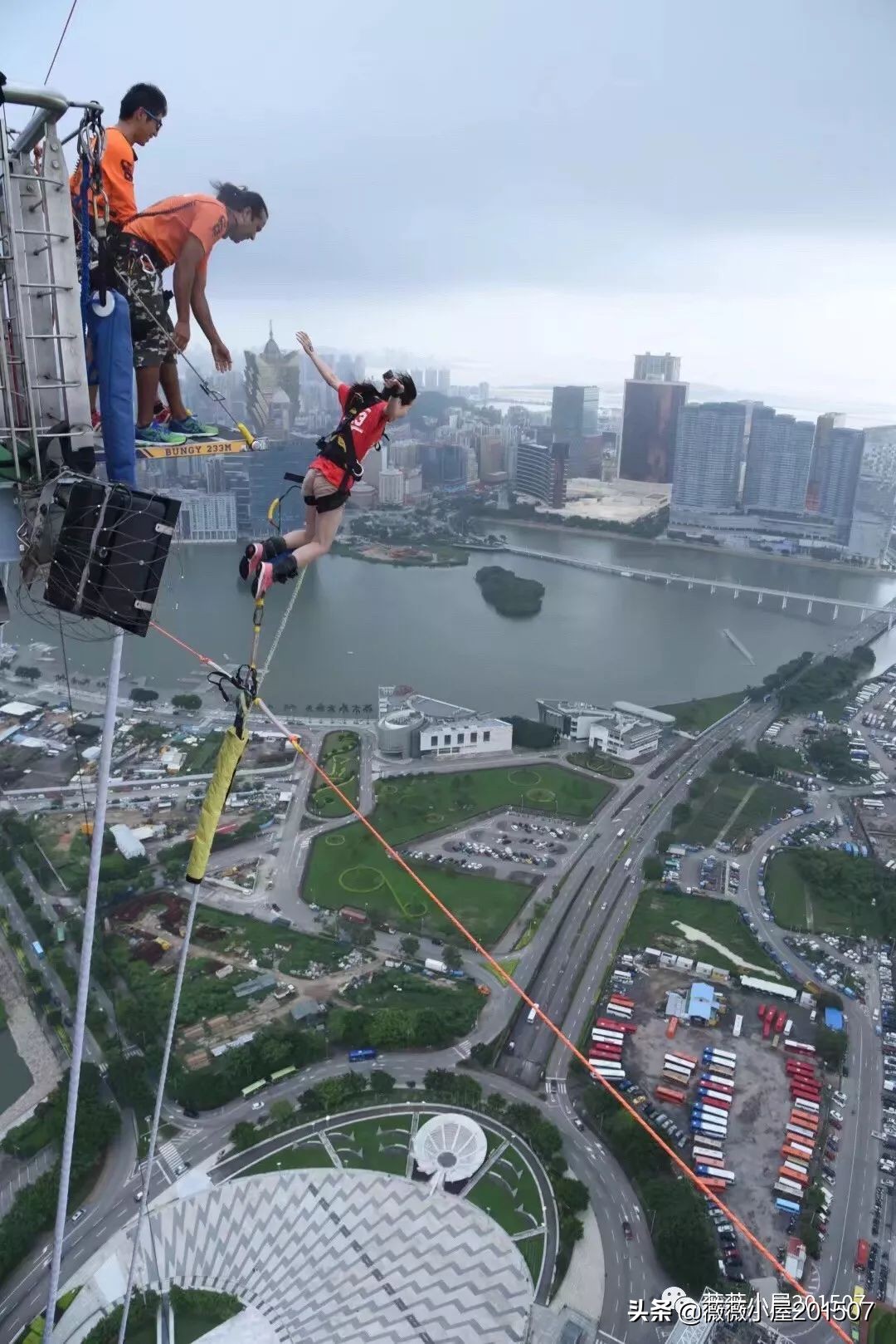 澳门233米高空真实蹦极,澳门旅游塔蹦极跳最高多少米