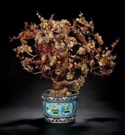 故宫里的玉石盆景,故宫景泰蓝盆景欣赏