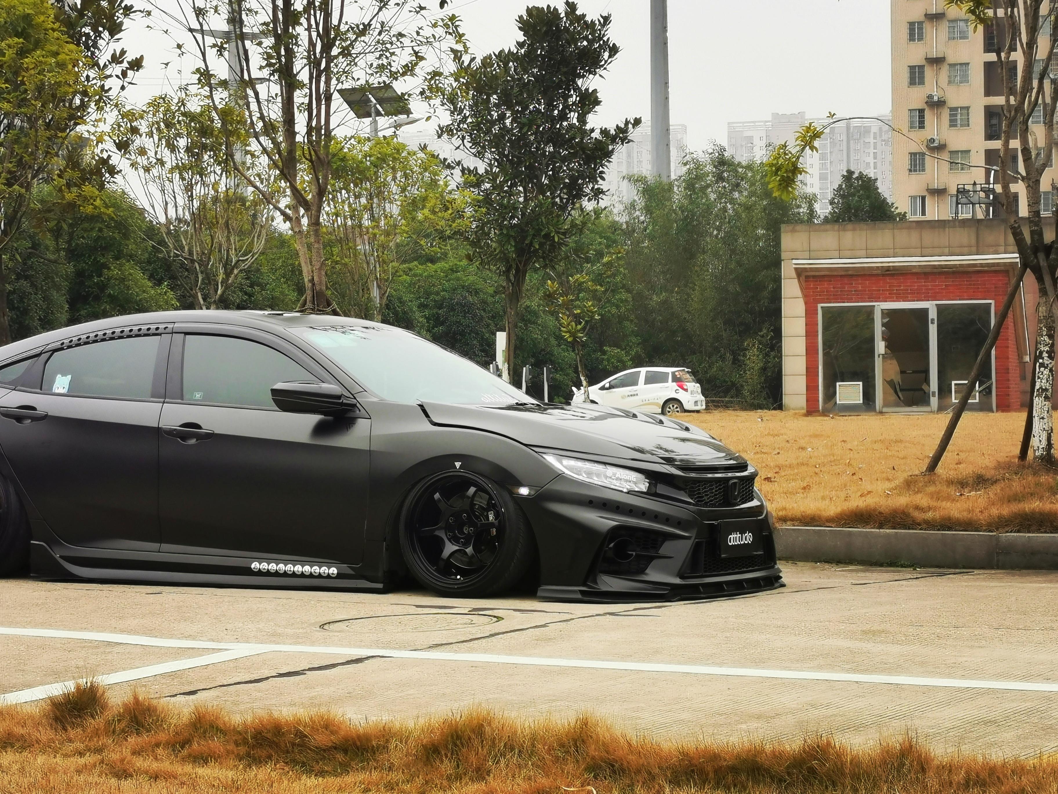 十代思域外观黑白改装方案,十代思域全黑改装