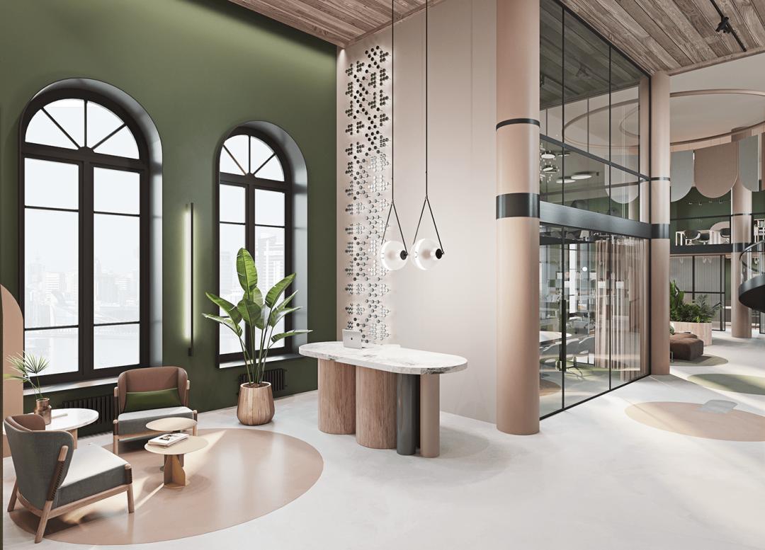 办公室装修32款极简前台,办公室装修前台背景墙怎么选