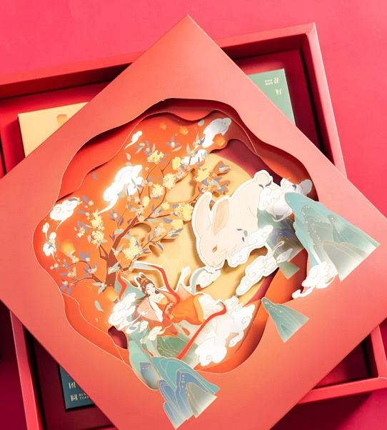 中秋创意礼盒包装空盒子,中秋月饼礼盒通版牛皮纸包装案例