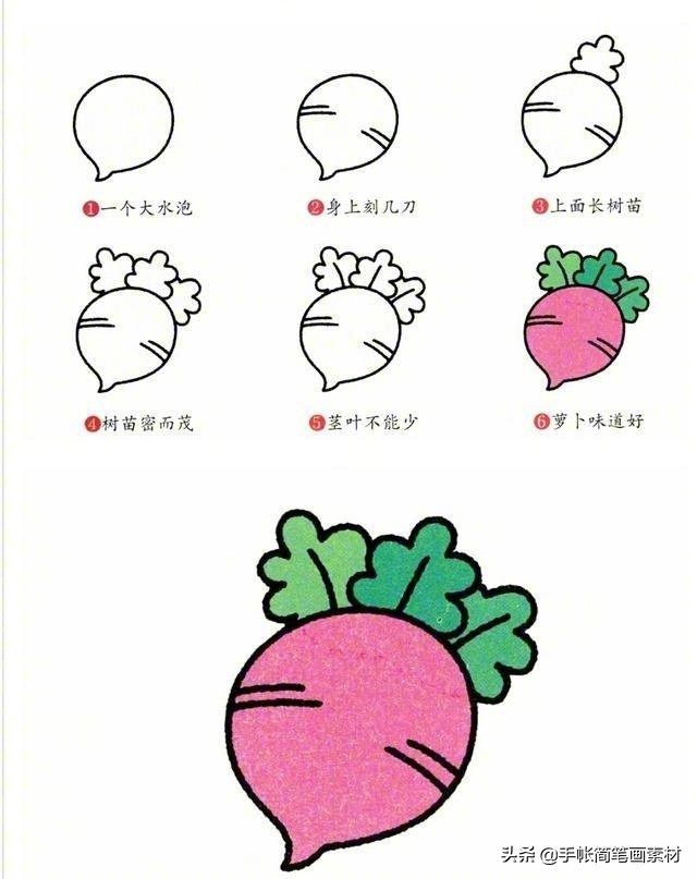 蔬菜怎么画又简单又好画,100种可爱蔬菜画法
