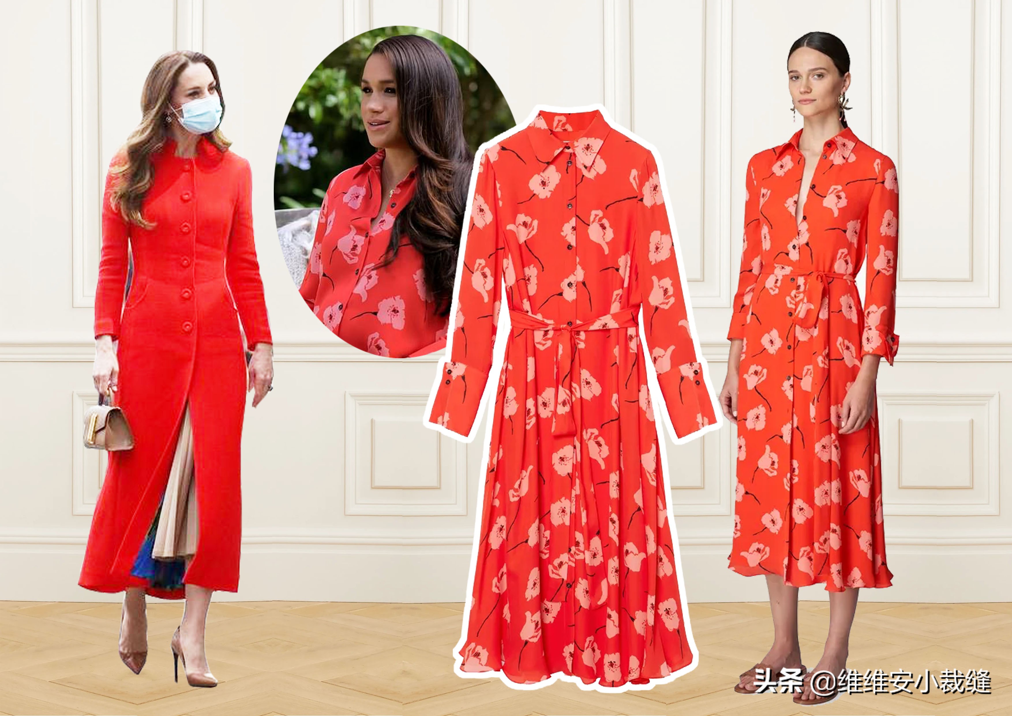 梅根和凯特同框出席活动,梅根穿红裙闪耀红毯