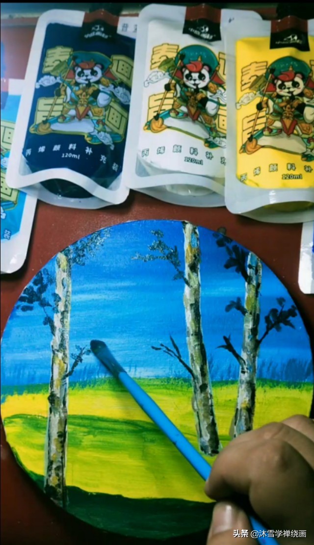 超简单日出的丙烯画教程,简单初学丙烯画夕阳倒影