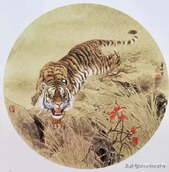 工笔老虎技法教学视频,工笔老虎胸毛的撕毛法