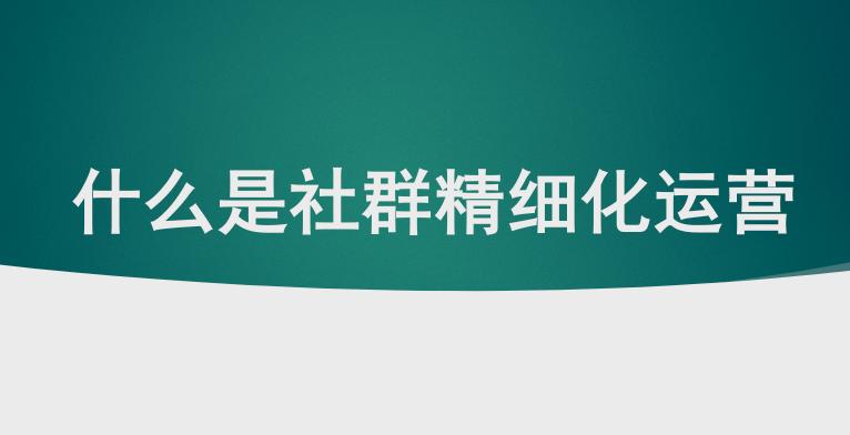 骆艺：什么是社群精细化运营