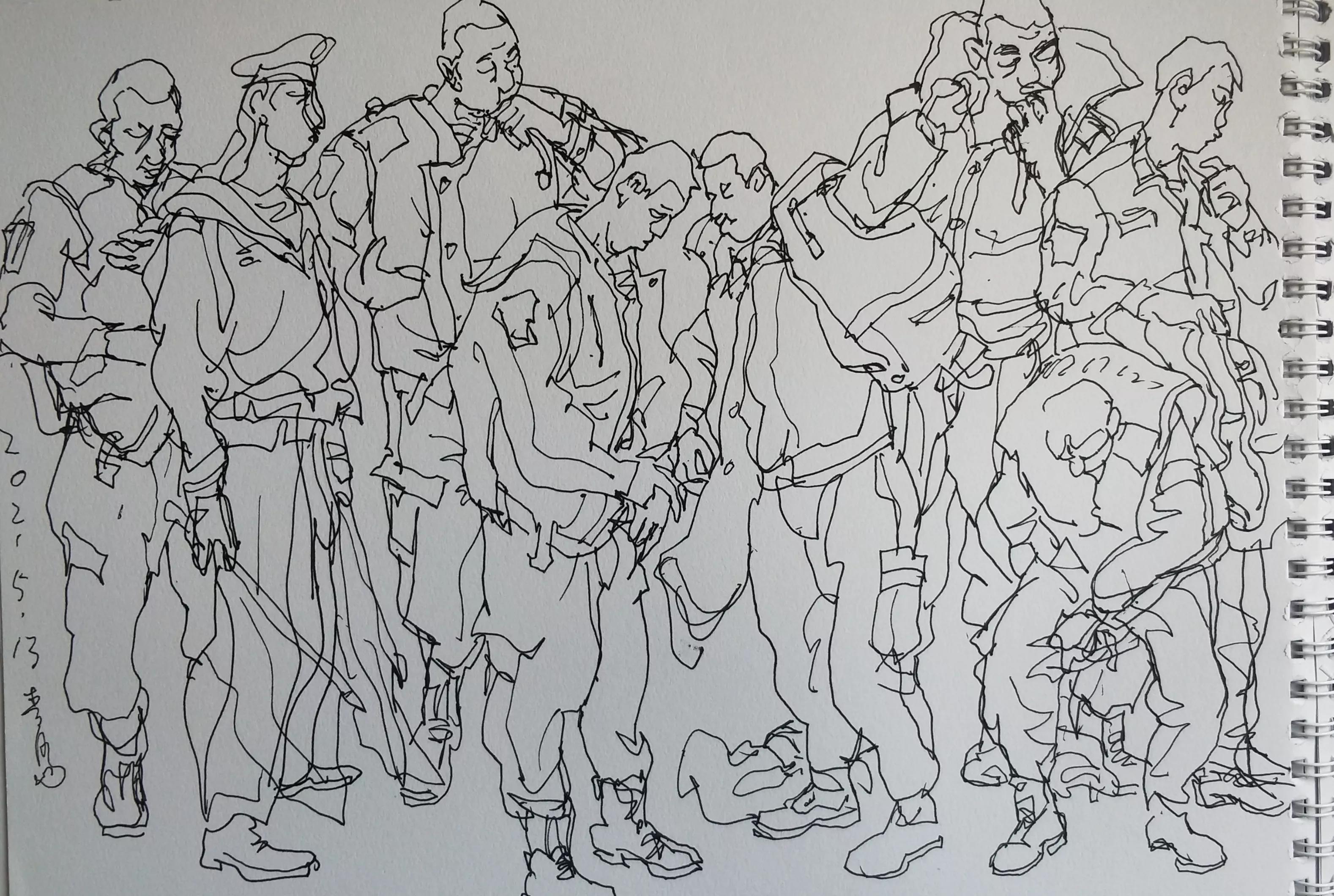 吴建科人物画欣赏,画兵人速写