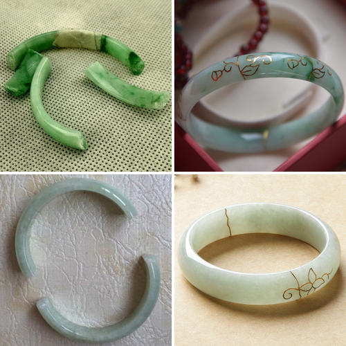 祖传玉镯被摔碎后续,玉镯裂了白金修复图片