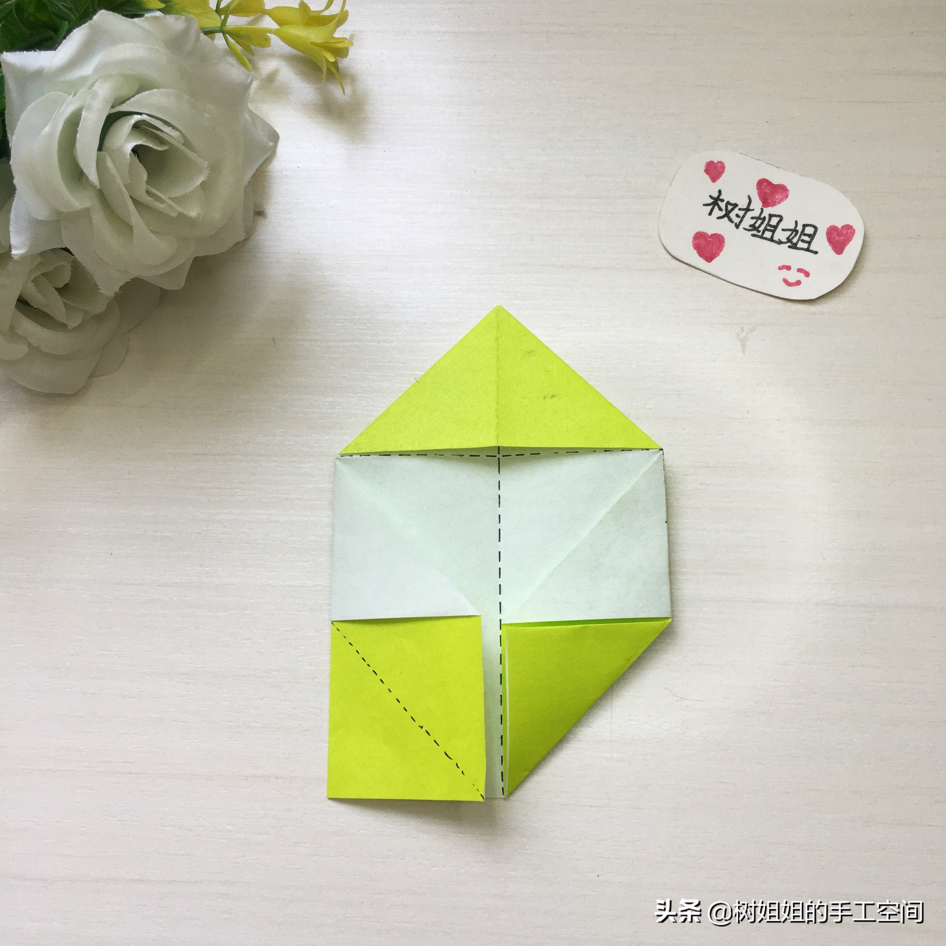 实用好看的书签折纸教程,折纸爱心书签大正方形纸