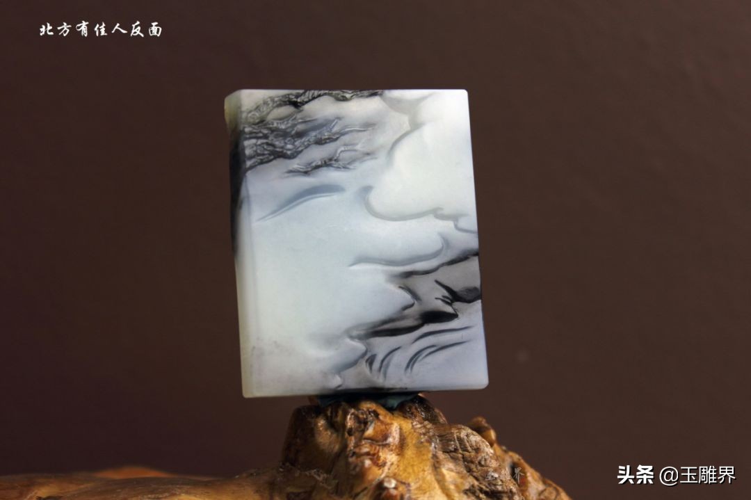 最漂亮的和田青花料,和田玉青花人物巧雕