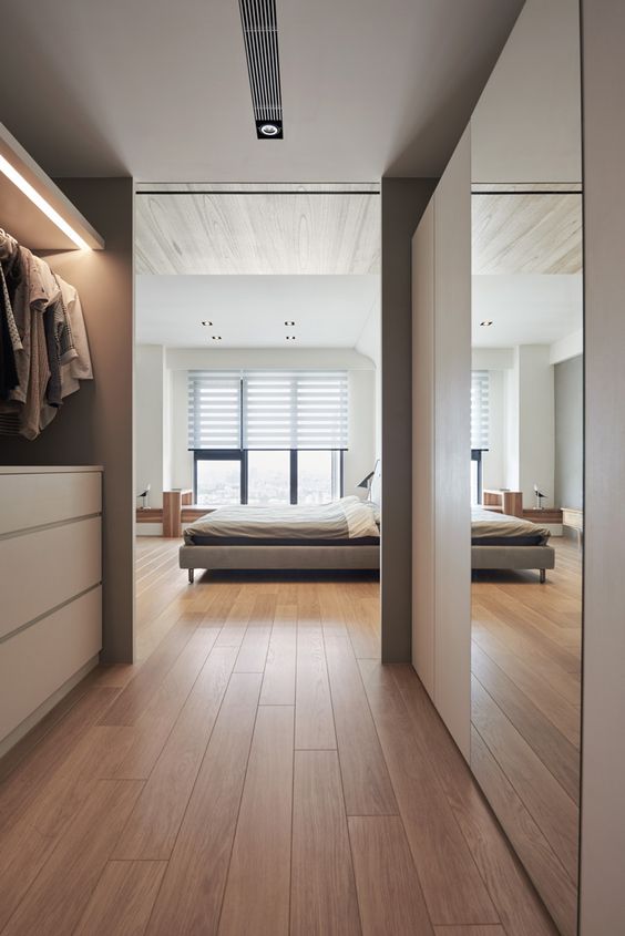 30平长方形主卧房间带衣帽间布局,衣帽间最佳布局图